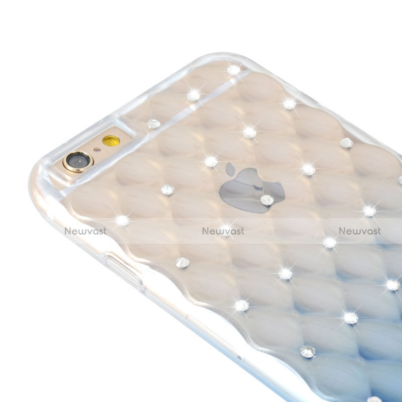 Luxury Diamond Bling Transparent Gel Gradient Soft Case for Apple iPhone 6S Plus Blue
