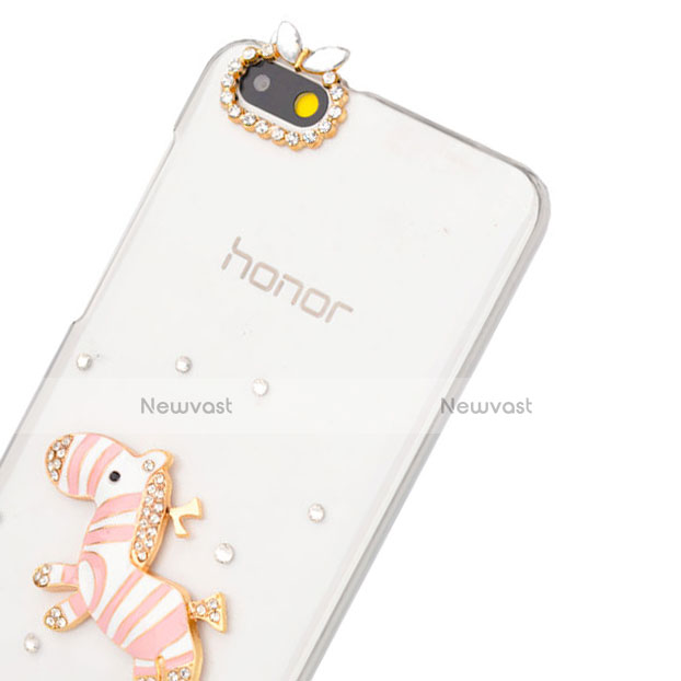 Luxury Diamond Bling Zebra Hard Rigid Case Cover for Huawei Honor 4X Pink