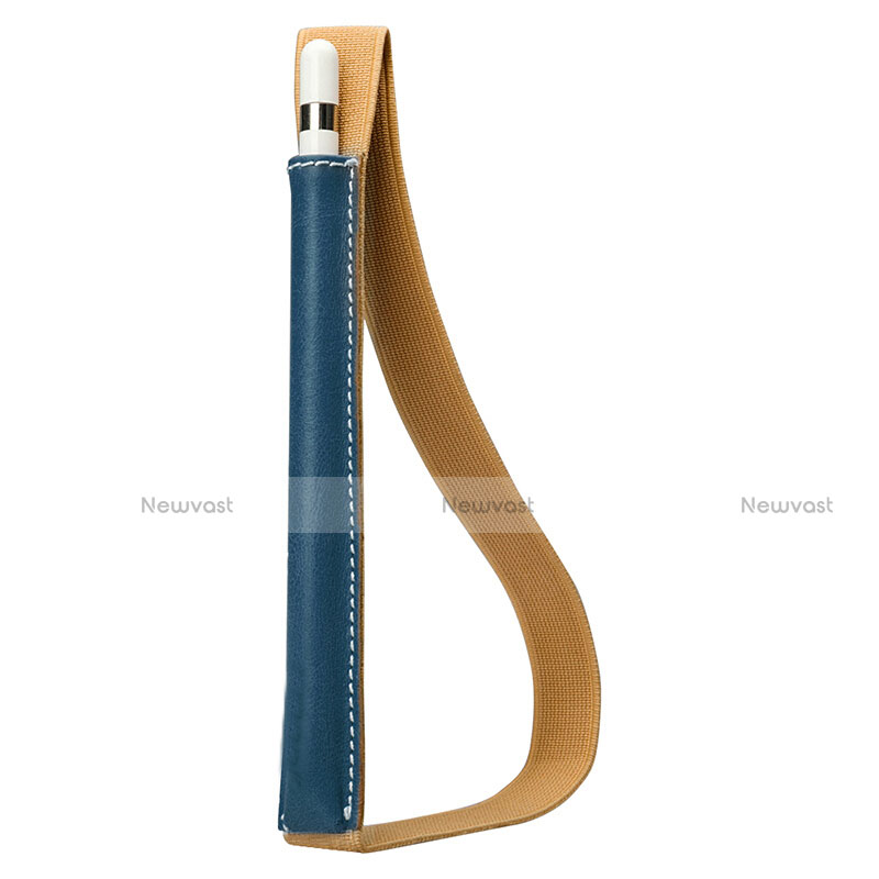 Luxury Leather Holder Elastic Detachable Cover P01 for Apple Pencil Apple iPad Pro 10.5 Blue