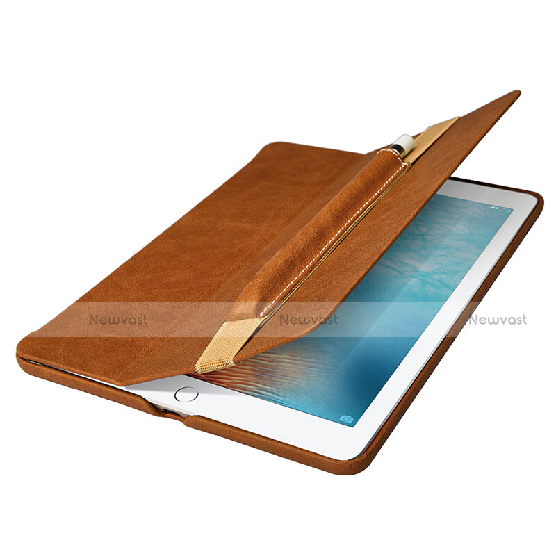 Luxury Leather Holder Elastic Detachable Cover P01 for Apple Pencil Apple iPad Pro 12.9 (2017) Brown