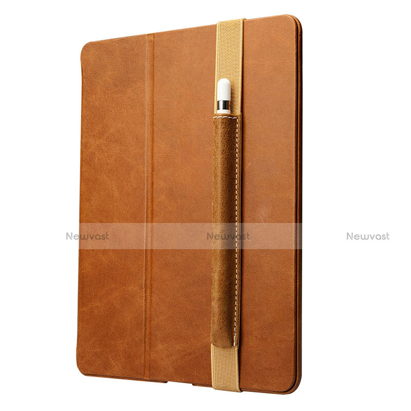 Luxury Leather Holder Elastic Detachable Cover P01 for Apple Pencil Apple New iPad 9.7 (2017) Brown