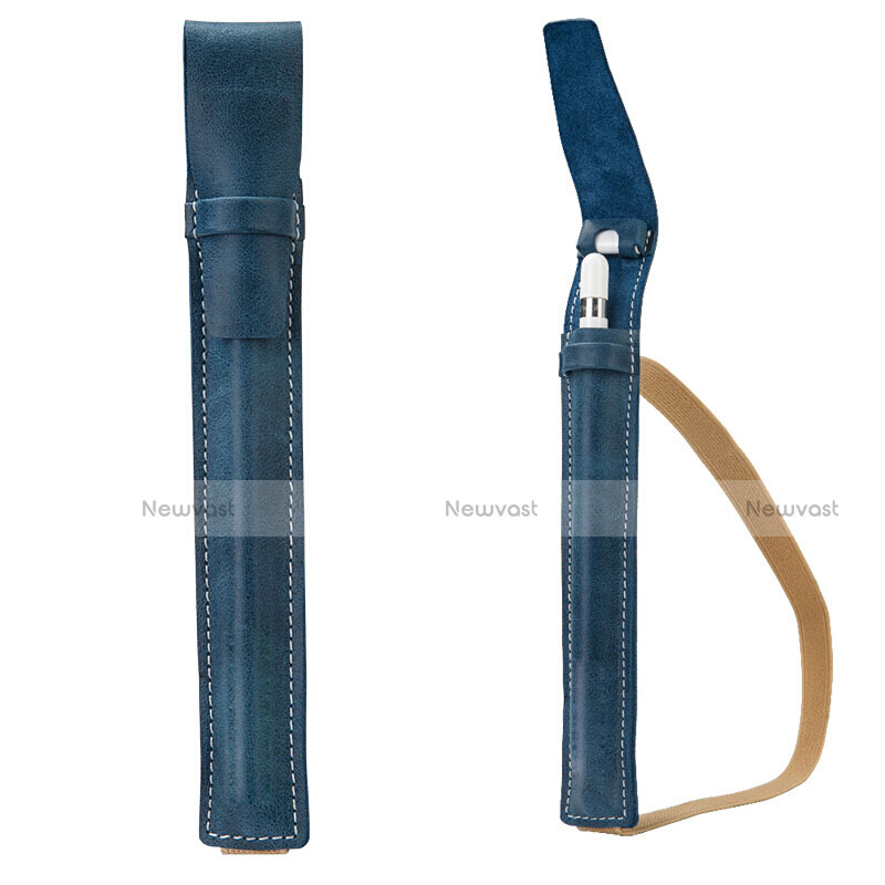 Luxury Leather Holder Elastic Detachable Cover P02 for Apple Pencil Apple iPad Pro 12.9 Blue
