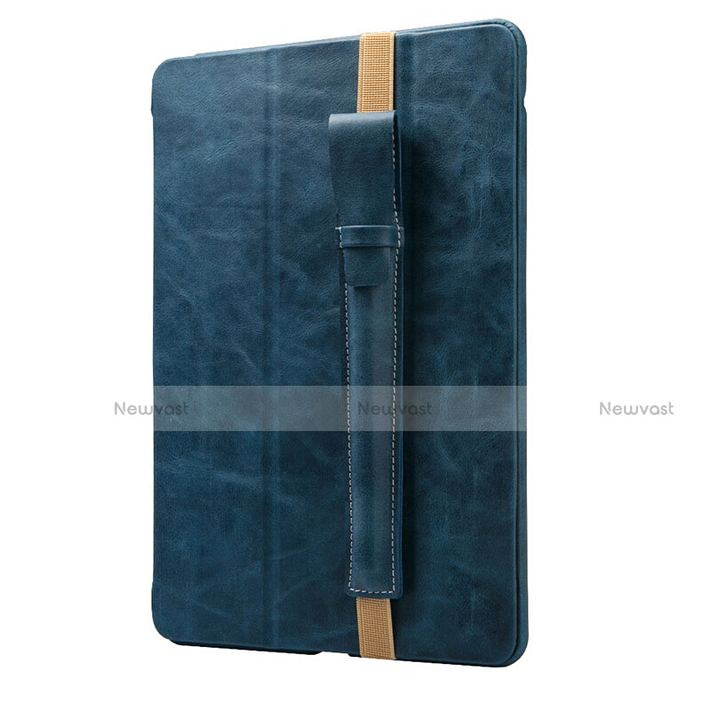 Luxury Leather Holder Elastic Detachable Cover P02 for Apple Pencil Apple New iPad 9.7 (2017) Blue