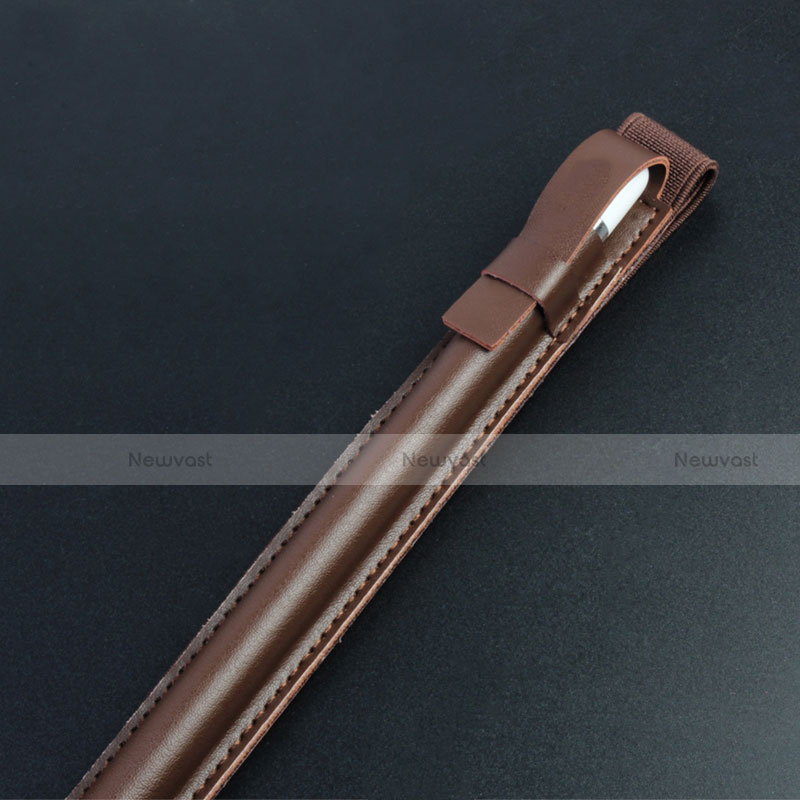 Luxury Leather Holder Elastic Detachable Cover P04 for Apple Pencil Apple iPad Pro 12.9 Brown