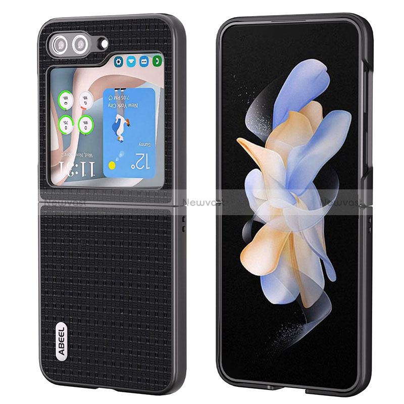 Luxury Leather Matte Finish and Plastic Back Cover Case AD3 for Samsung Galaxy Z Flip5 5G