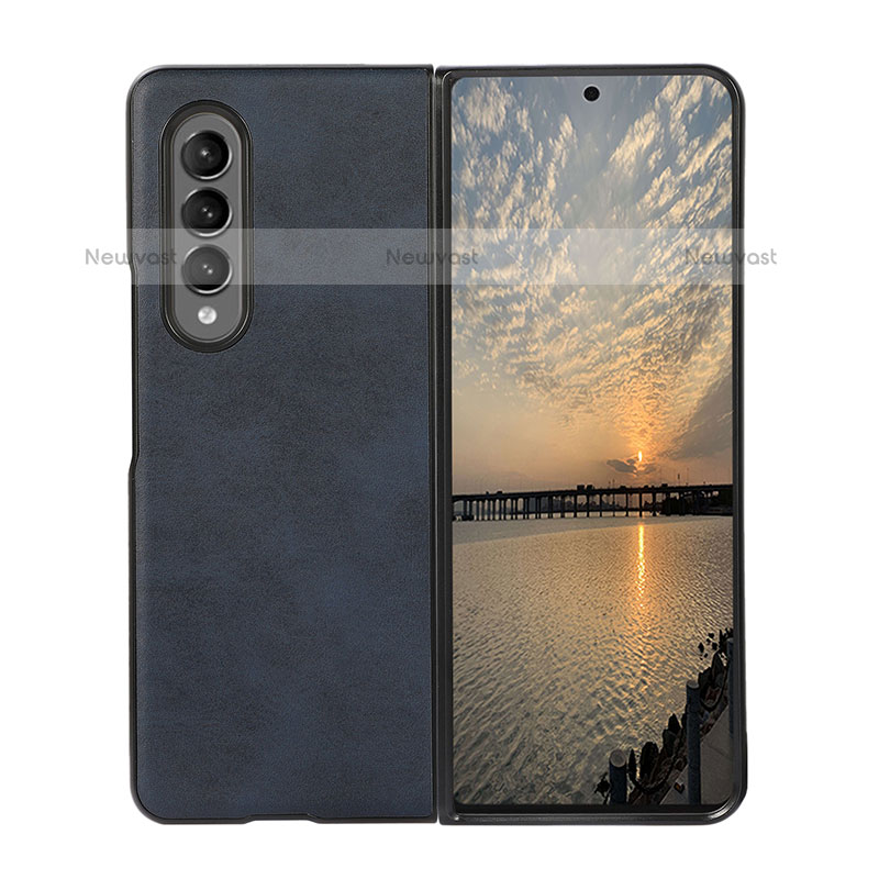 Luxury Leather Matte Finish and Plastic Back Cover Case B01 for Samsung Galaxy Z Fold3 5G