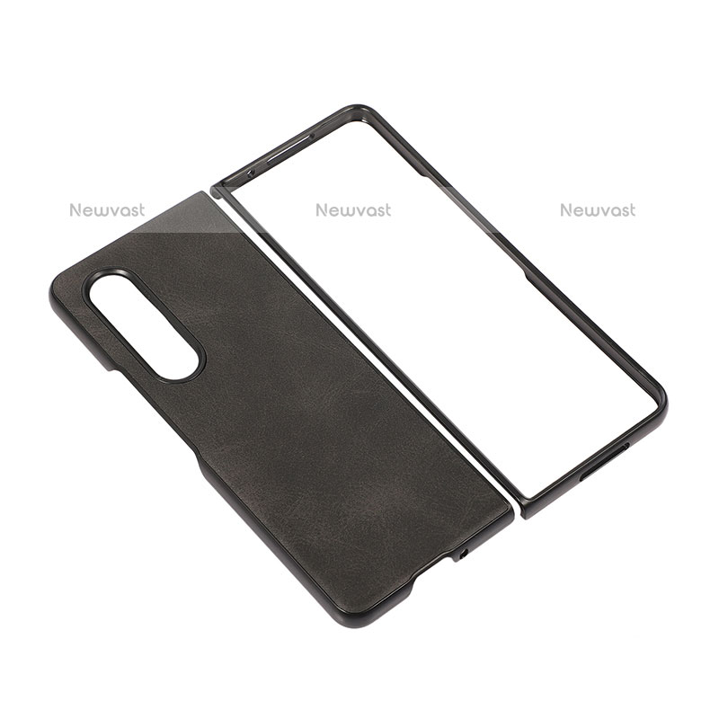 Luxury Leather Matte Finish and Plastic Back Cover Case B01 for Samsung Galaxy Z Fold3 5G