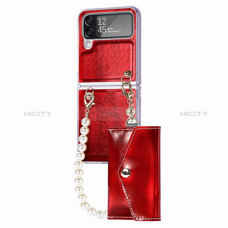 Luxury Leather Matte Finish and Plastic Back Cover Case B02 for Samsung Galaxy Z Flip4 5G