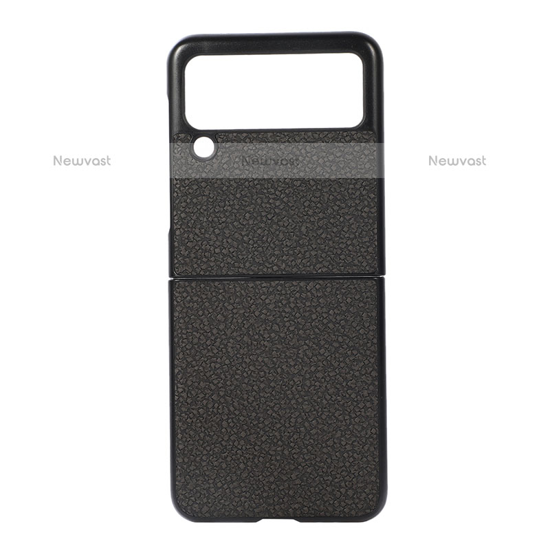 Luxury Leather Matte Finish and Plastic Back Cover Case B03 for Samsung Galaxy Z Flip3 5G