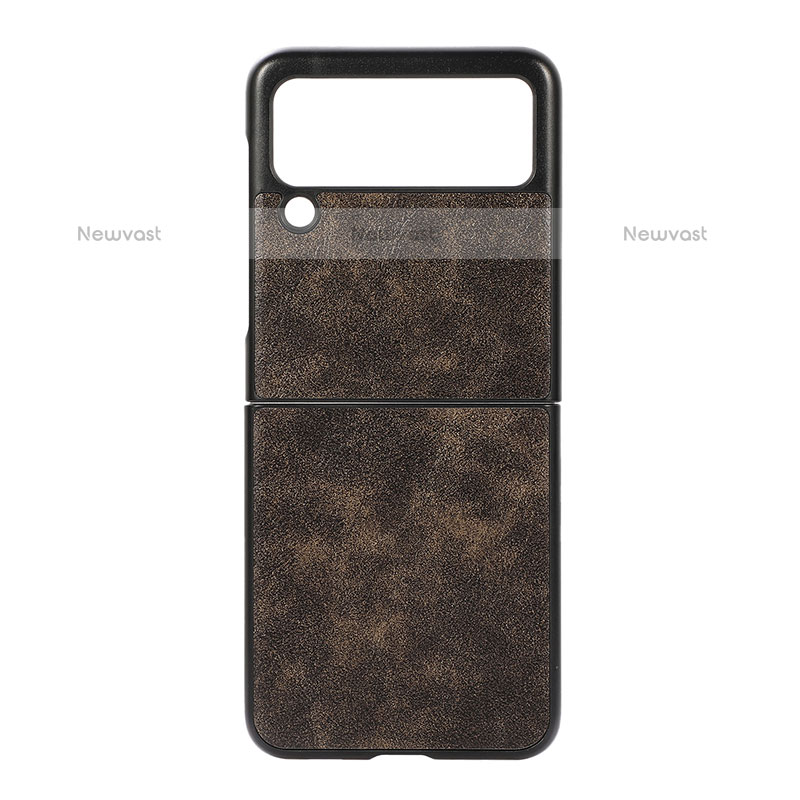 Luxury Leather Matte Finish and Plastic Back Cover Case B06 for Samsung Galaxy Z Flip3 5G