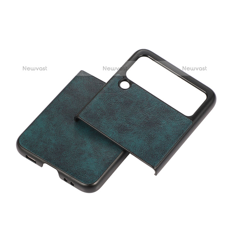 Luxury Leather Matte Finish and Plastic Back Cover Case B06 for Samsung Galaxy Z Flip3 5G