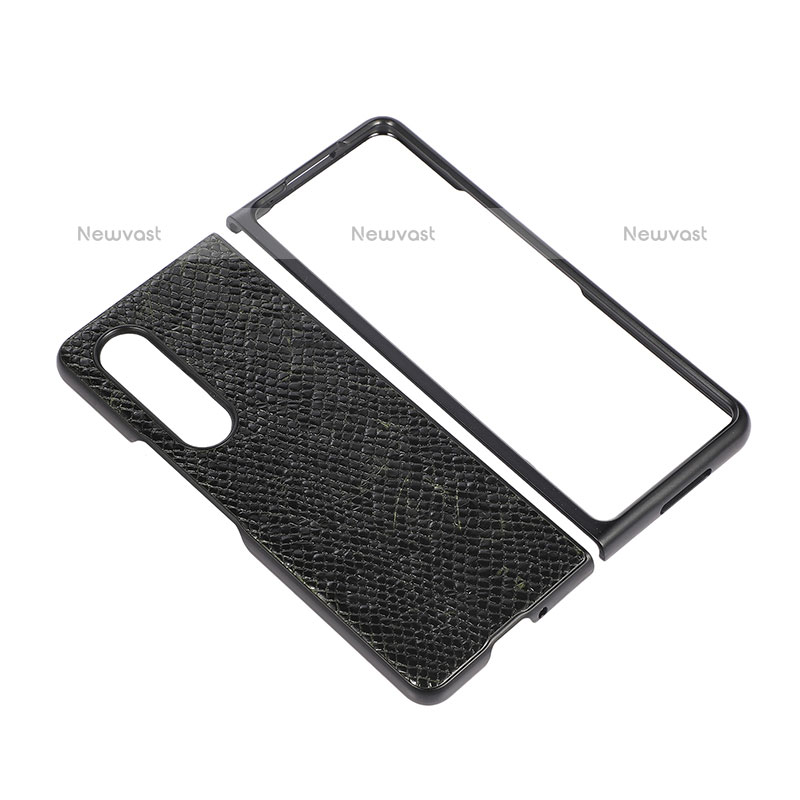 Luxury Leather Matte Finish and Plastic Back Cover Case B06 for Samsung Galaxy Z Fold3 5G