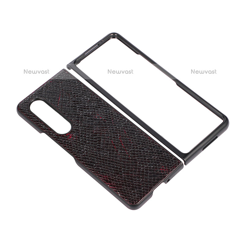 Luxury Leather Matte Finish and Plastic Back Cover Case B06 for Samsung Galaxy Z Fold3 5G