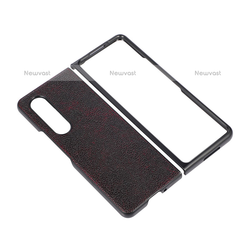 Luxury Leather Matte Finish and Plastic Back Cover Case B07 for Samsung Galaxy Z Fold3 5G