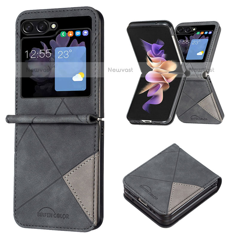 Luxury Leather Matte Finish and Plastic Back Cover Case BF3 for Samsung Galaxy Z Flip5 5G