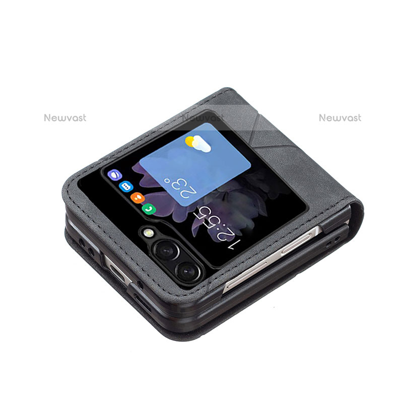 Luxury Leather Matte Finish and Plastic Back Cover Case BF3 for Samsung Galaxy Z Flip5 5G