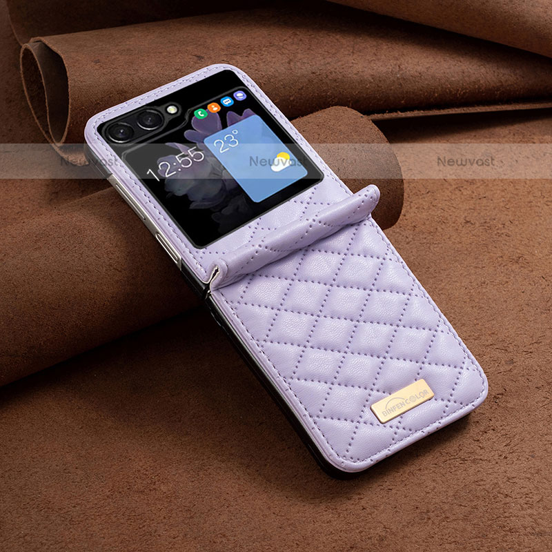 Luxury Leather Matte Finish and Plastic Back Cover Case BF6 for Samsung Galaxy Z Flip5 5G