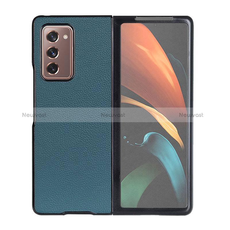 Luxury Leather Matte Finish and Plastic Back Cover Case BH1 for Samsung Galaxy Z Fold2 5G Green
