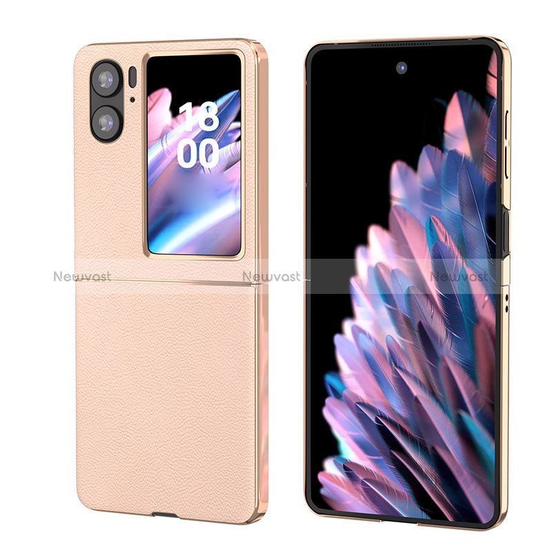 Luxury Leather Matte Finish and Plastic Back Cover Case BH13 for Oppo Find N2 Flip 5G