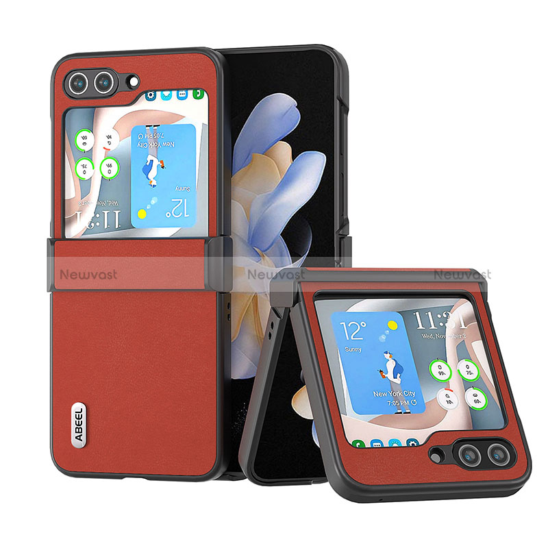 Luxury Leather Matte Finish and Plastic Back Cover Case BH5 for Samsung Galaxy Z Flip5 5G