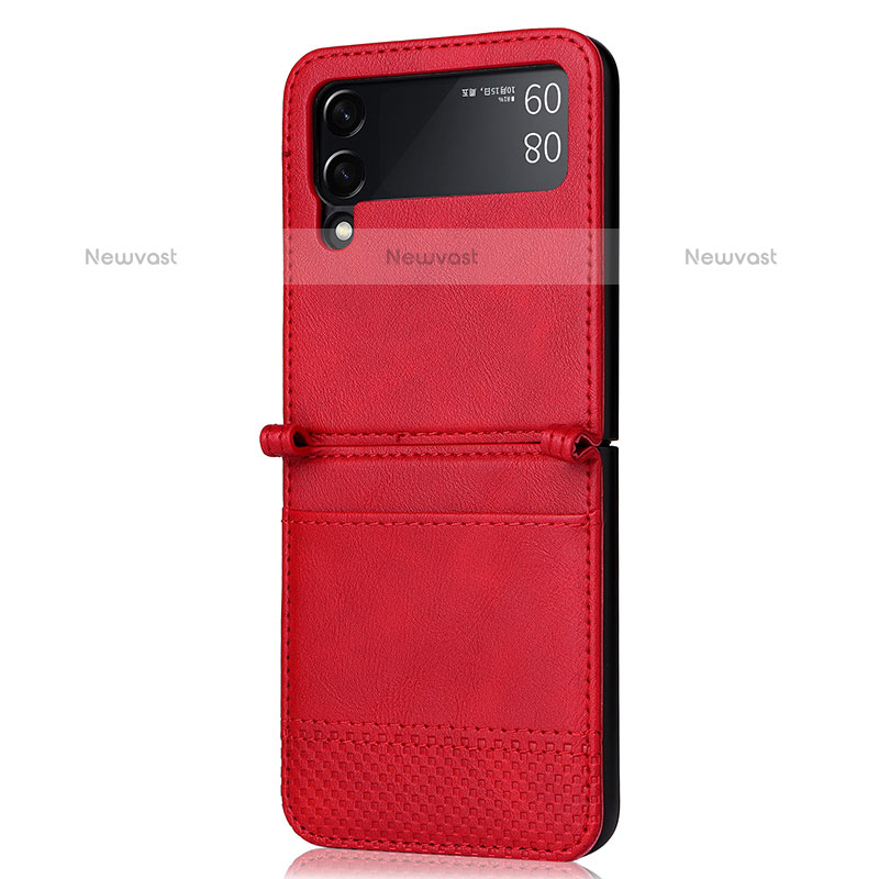 Luxury Leather Matte Finish and Plastic Back Cover Case BY1 for Samsung Galaxy Z Flip3 5G