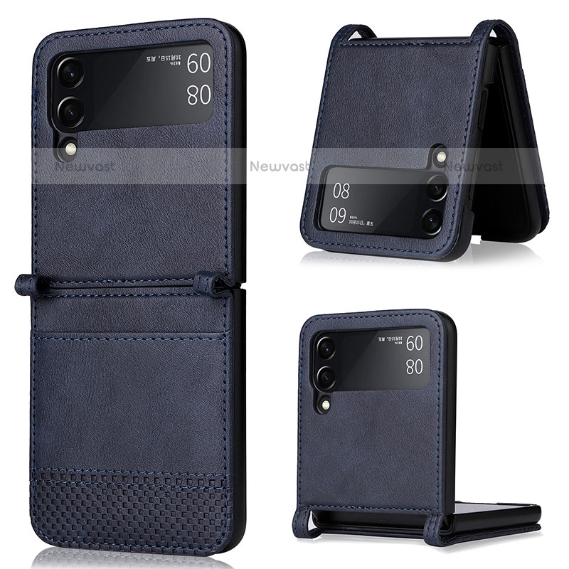 Luxury Leather Matte Finish and Plastic Back Cover Case BY1 for Samsung Galaxy Z Flip3 5G