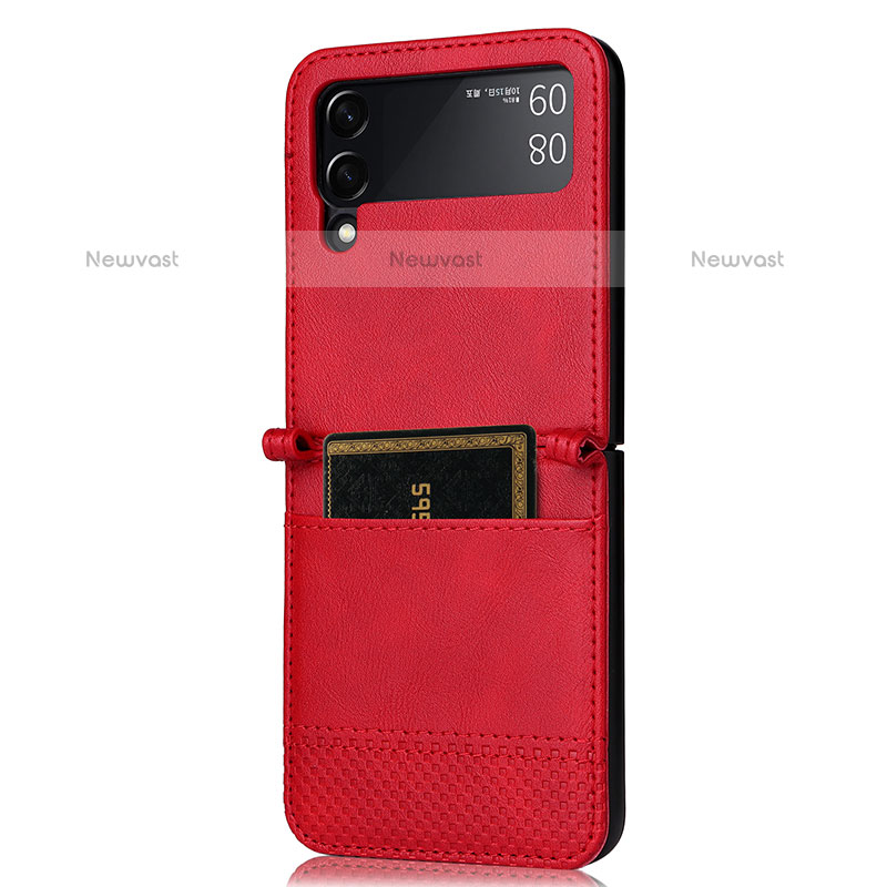 Luxury Leather Matte Finish and Plastic Back Cover Case BY1 for Samsung Galaxy Z Flip3 5G