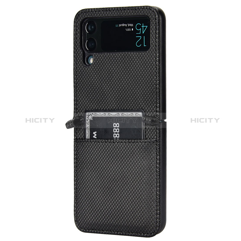 Luxury Leather Matte Finish and Plastic Back Cover Case BY1 for Samsung Galaxy Z Flip4 5G