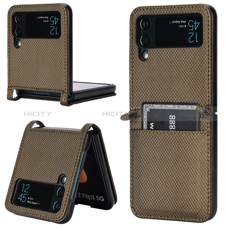 Luxury Leather Matte Finish and Plastic Back Cover Case BY1 for Samsung Galaxy Z Flip4 5G