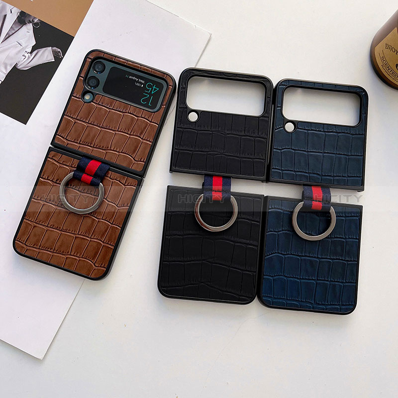 Luxury Leather Matte Finish and Plastic Back Cover Case C06 for Samsung Galaxy Z Flip4 5G