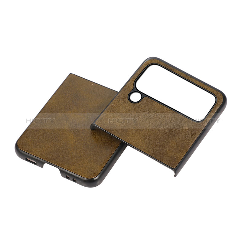 Luxury Leather Matte Finish and Plastic Back Cover Case C07 for Samsung Galaxy Z Flip4 5G