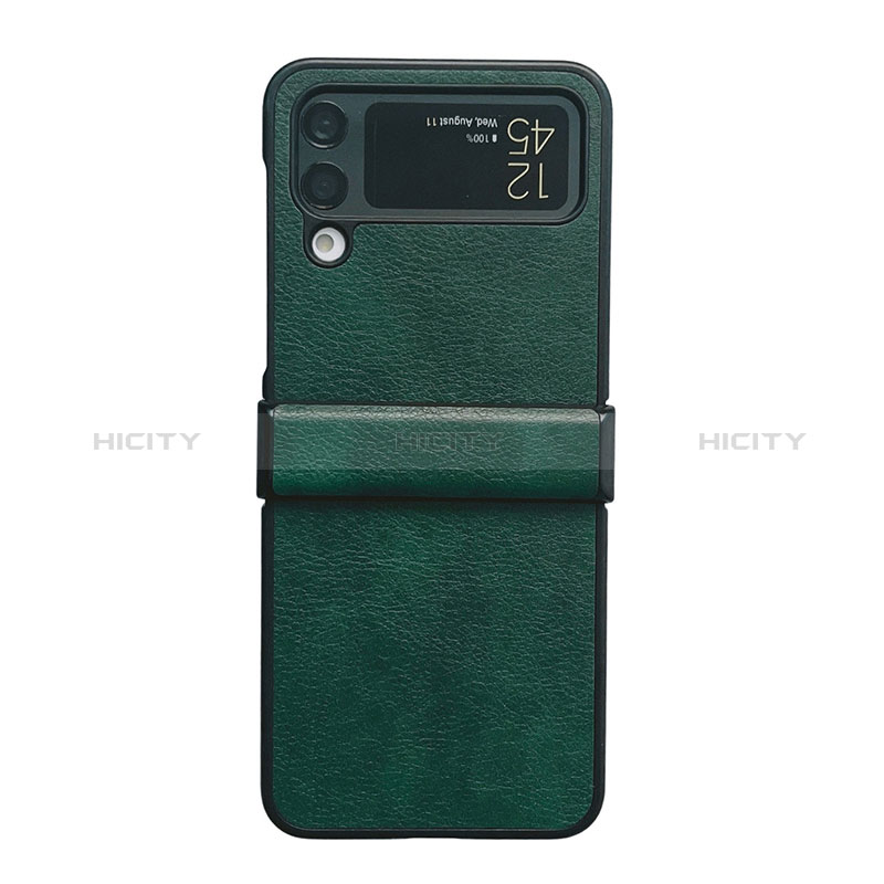 Luxury Leather Matte Finish and Plastic Back Cover Case C08 for Samsung Galaxy Z Flip4 5G