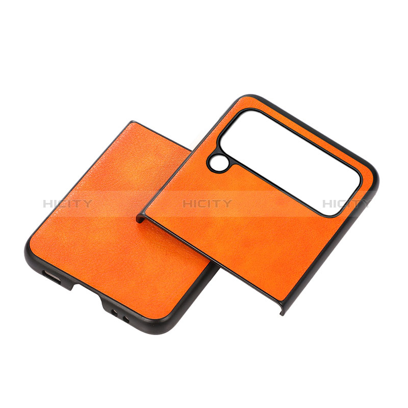 Luxury Leather Matte Finish and Plastic Back Cover Case C09 for Samsung Galaxy Z Flip4 5G