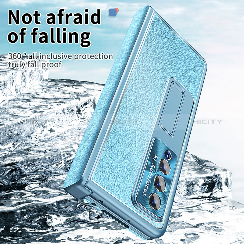Luxury Leather Matte Finish and Plastic Back Cover Case C09 for Samsung Galaxy Z Fold4 5G