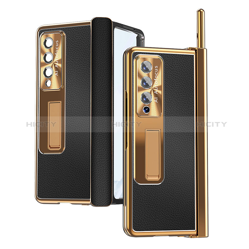 Luxury Leather Matte Finish and Plastic Back Cover Case C09 for Samsung Galaxy Z Fold4 5G