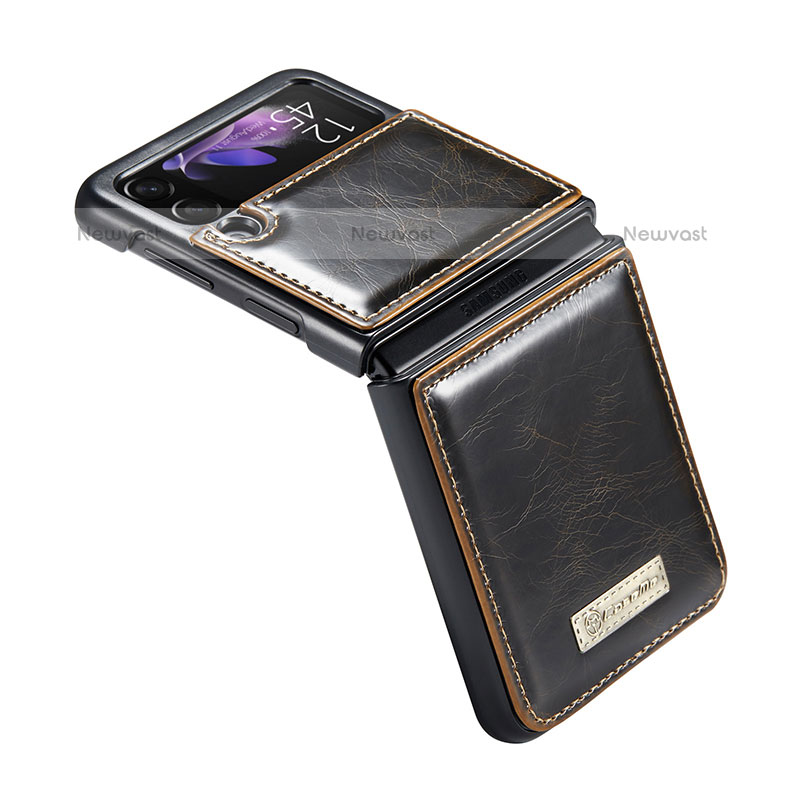 Luxury Leather Matte Finish and Plastic Back Cover Case CS1 for Samsung Galaxy Z Flip3 5G