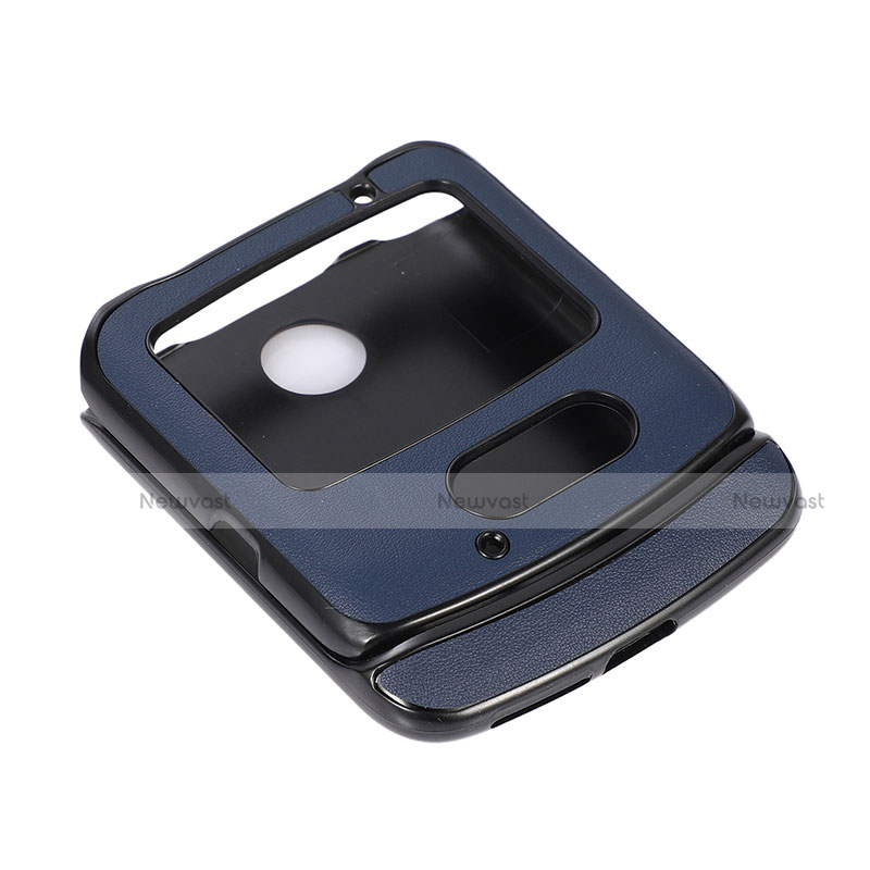 Luxury Leather Matte Finish and Plastic Back Cover Case for Motorola Moto RAZR (2022) 5G Blue