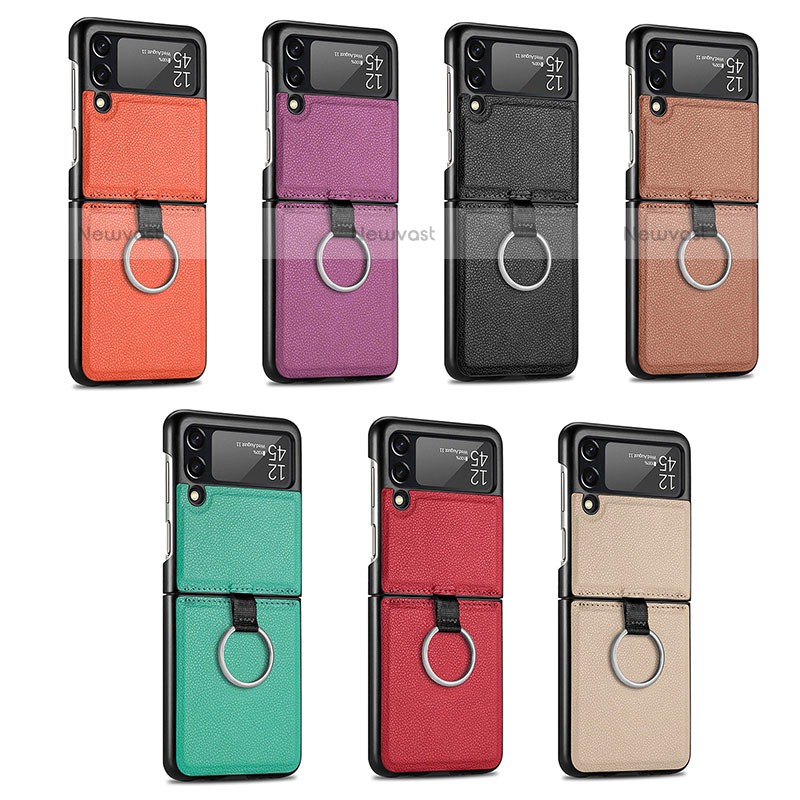 Luxury Leather Matte Finish and Plastic Back Cover Case for Samsung Galaxy Z Flip3 5G