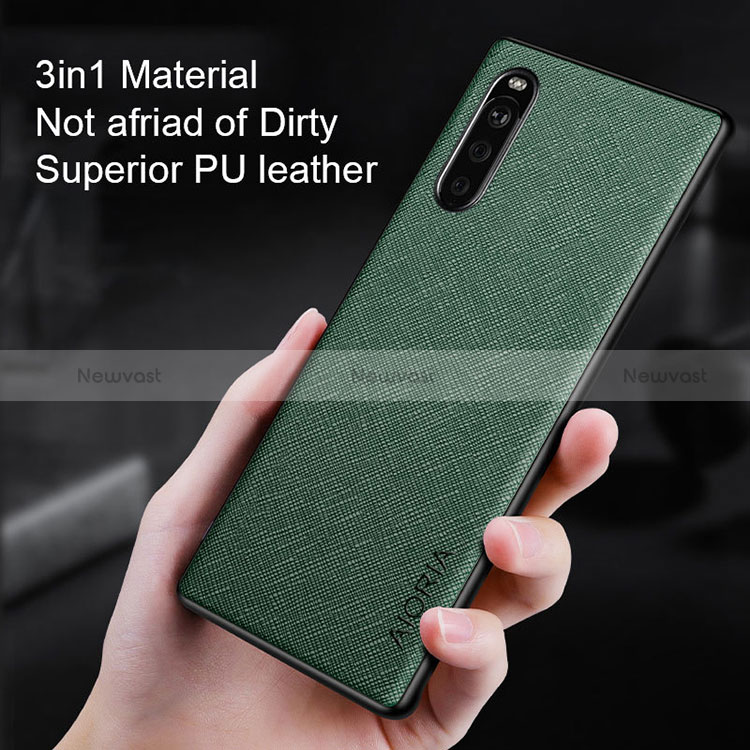 Luxury Leather Matte Finish and Plastic Back Cover Case for Sony Xperia 10 III Lite
