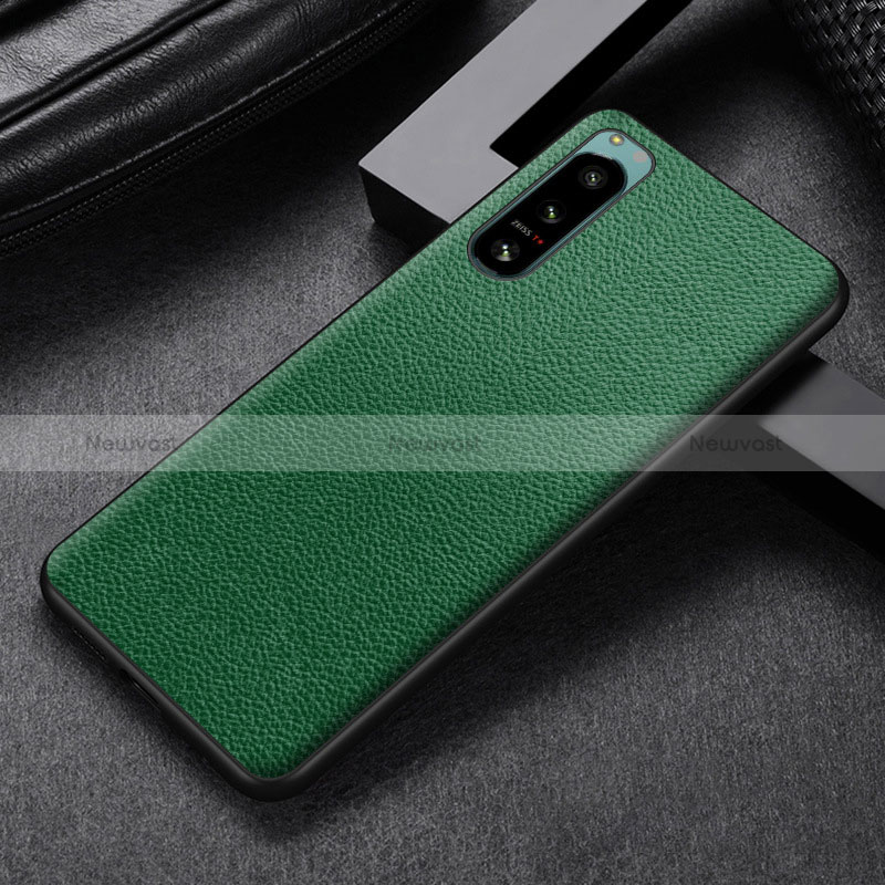 Luxury Leather Matte Finish and Plastic Back Cover Case for Sony Xperia 5 III