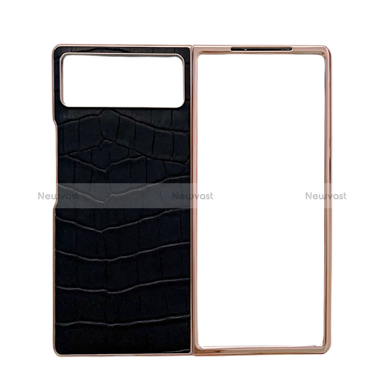 Luxury Leather Matte Finish and Plastic Back Cover Case for Xiaomi Mix Fold 2 5G Black