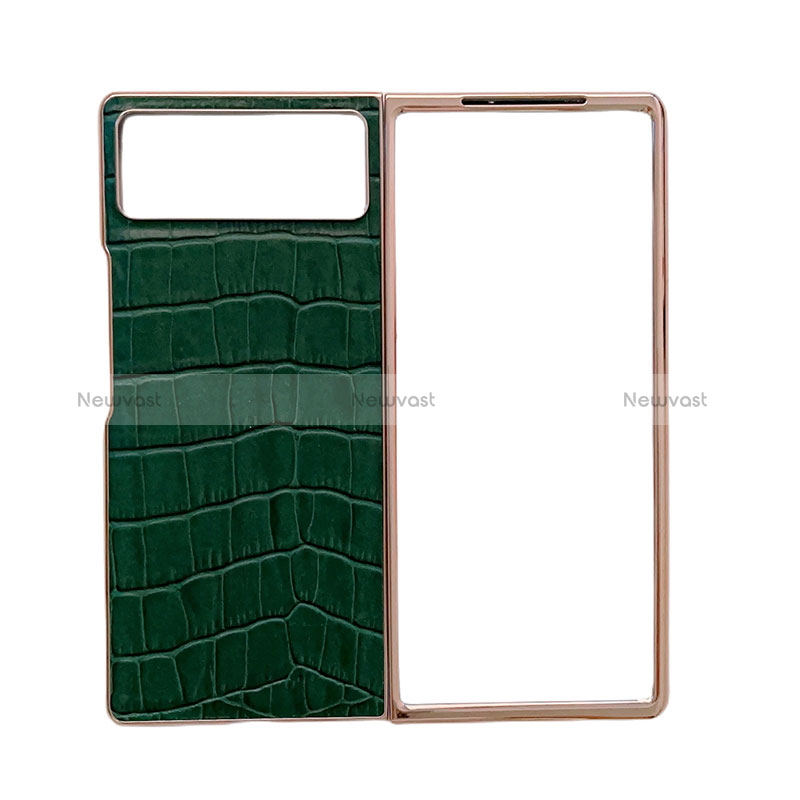 Luxury Leather Matte Finish and Plastic Back Cover Case for Xiaomi Mix Fold 2 5G Green