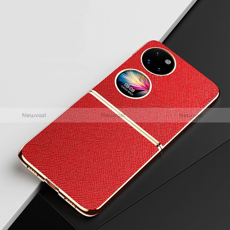Luxury Leather Matte Finish and Plastic Back Cover Case GS1 for Huawei P50 Pocket