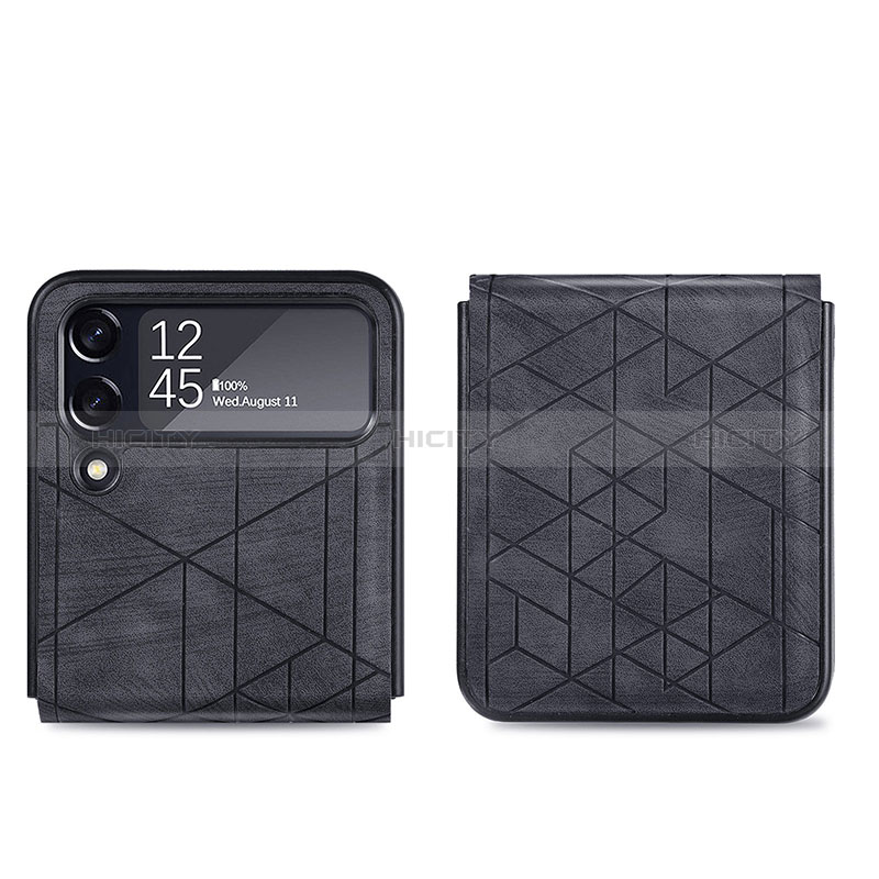 Luxury Leather Matte Finish and Plastic Back Cover Case H01 for Samsung Galaxy Z Flip4 5G