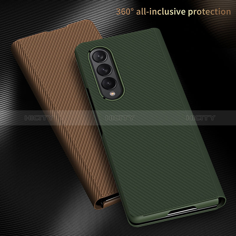 Luxury Leather Matte Finish and Plastic Back Cover Case H01 for Samsung Galaxy Z Fold4 5G