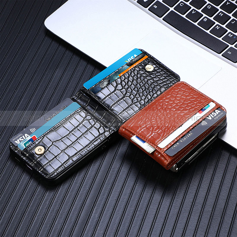 Luxury Leather Matte Finish and Plastic Back Cover Case H05 for Samsung Galaxy Z Flip4 5G