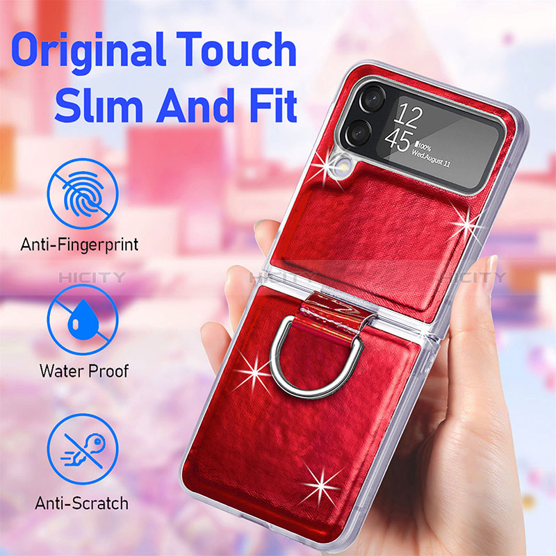 Luxury Leather Matte Finish and Plastic Back Cover Case H08 for Samsung Galaxy Z Flip4 5G