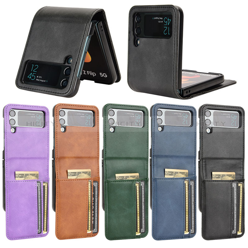 Luxury Leather Matte Finish and Plastic Back Cover Case JD1 for Samsung Galaxy Z Flip4 5G