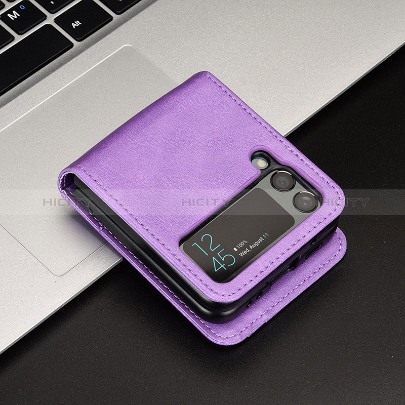 Luxury Leather Matte Finish and Plastic Back Cover Case JD1 for Samsung Galaxy Z Flip4 5G