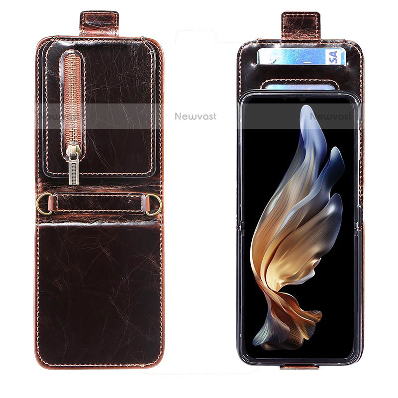 Luxury Leather Matte Finish and Plastic Back Cover Case JD2 for Samsung Galaxy Z Flip3 5G
